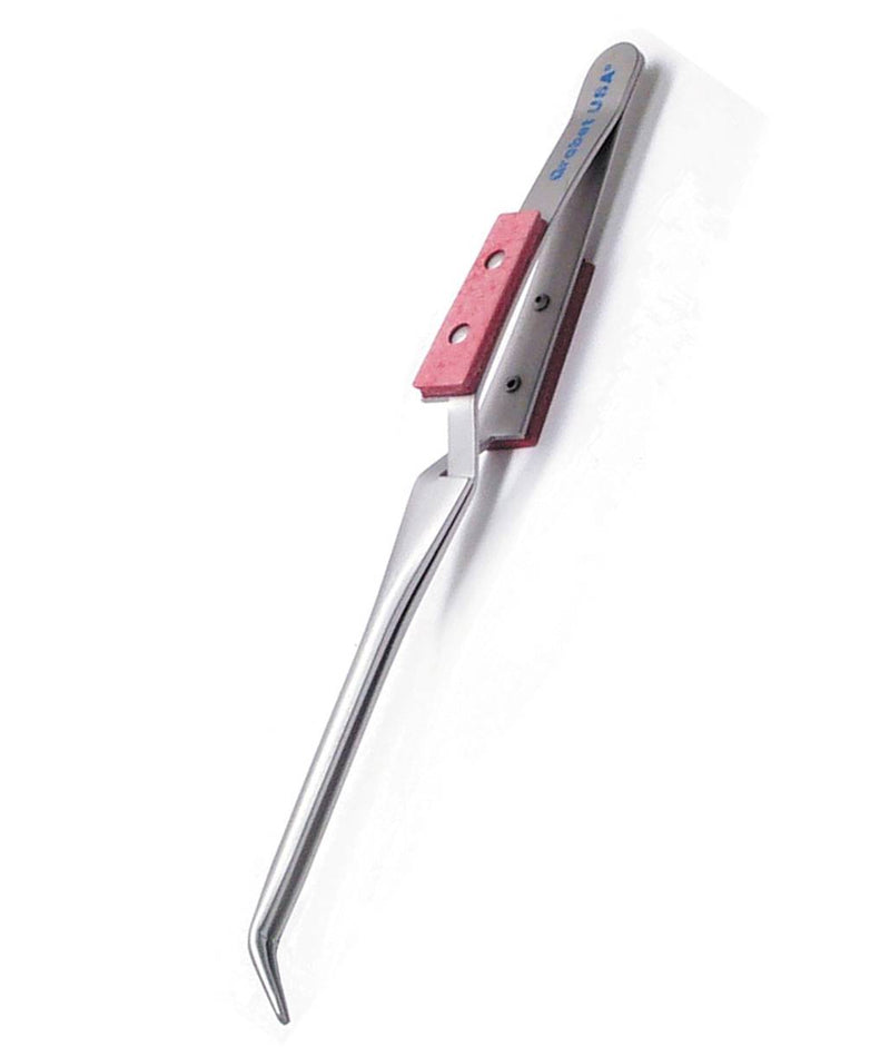 Fiber Grip Cross Lock Tweezers w/Curved Tips - Default Title