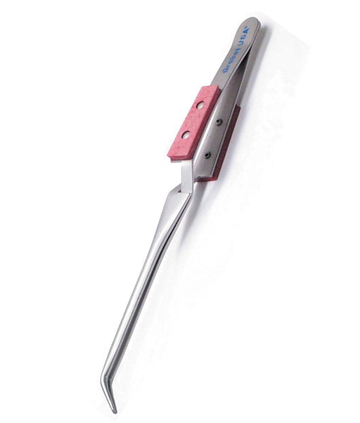 Fiber Grip Cross Lock Tweezers w/Curved Tips - Default Title