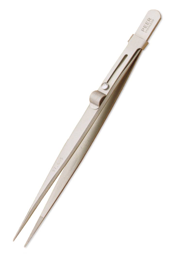 Stainless Fine Tips Diamond Tweezers w/Slide Lock 575.0605 - Default Title