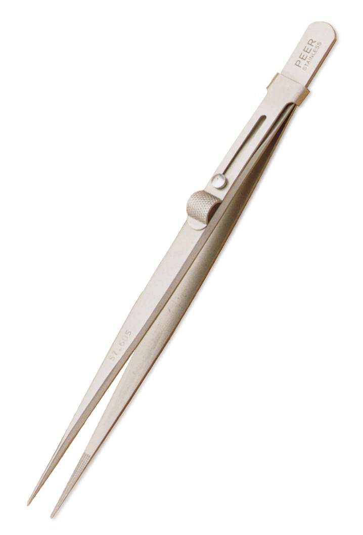Stainless Medium Tips Diamond Tweezers w/Slide Lock 575.0606 - Default Title