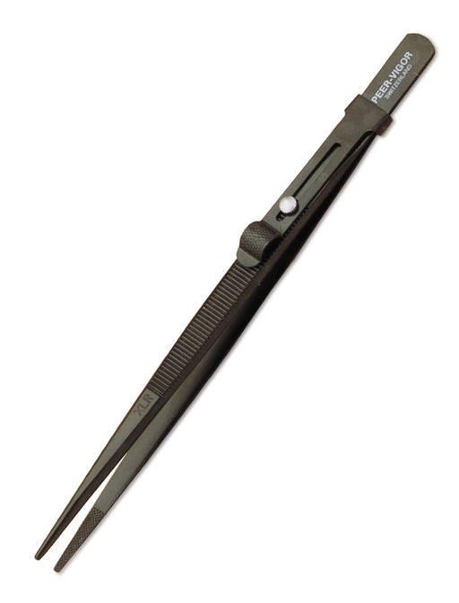 Black Fine Tips Diamond Tweezers w/Slide Lock - Default Title