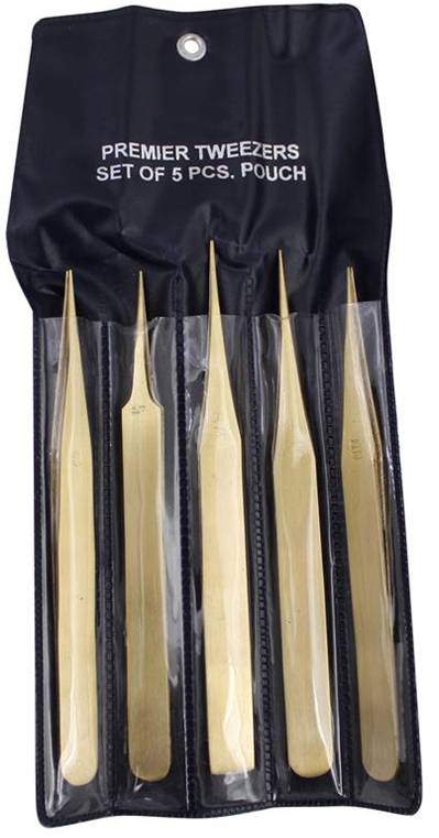 5 pc General Tweezer Set Brass - Default Title