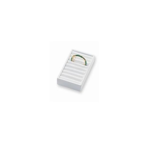 Bangle Tray-White Leather (8 pc) 7 3/4 x 4 1/4 x 1 1/2 - Default Title