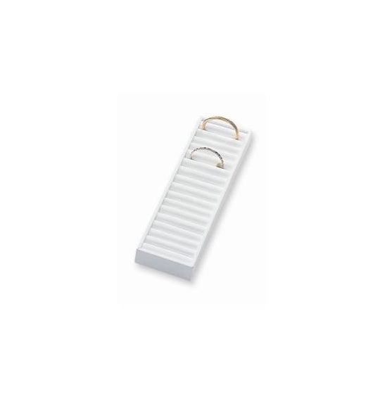 Bangle Tray-White Leather (16 pc) 14 3/4 x 4 1/4 x 1 1/2 - Default Title