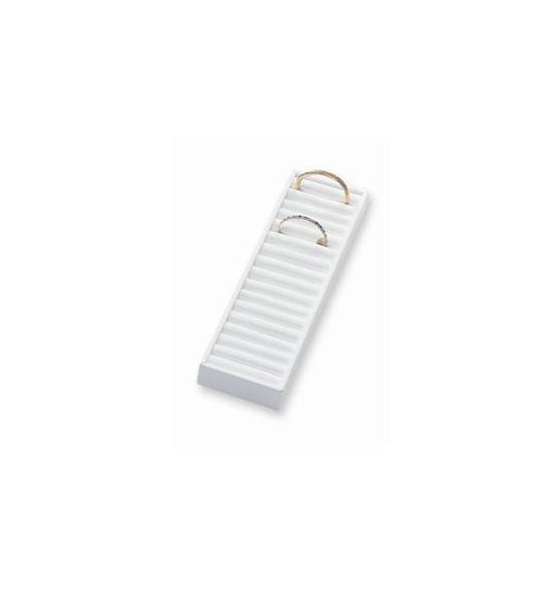 Bangle Tray-White Leather (16 pc) 14 3/4 x 4 1/4 x 1 1/2 - Default Title