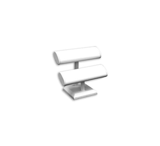 Double Bracelet T-Bar White Leather 7 1/2 x 7 - Default Title