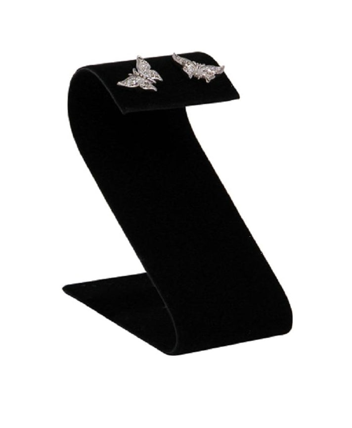2 pr Earring Stand-Black Leather 1 1/2 x 2 1/8 x 3 1/4 - Default Title