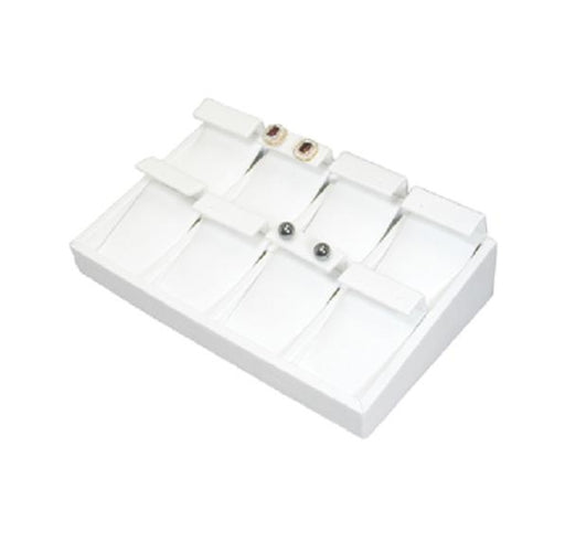 8 pr Earring Tray-White Leather 9 x 6 x 2 1/2 - Default Title