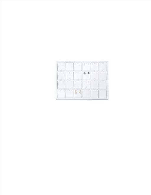 24 pr Earring Tray-White Leather 10 1/4 x 7 1/2 x 1 - Default Title