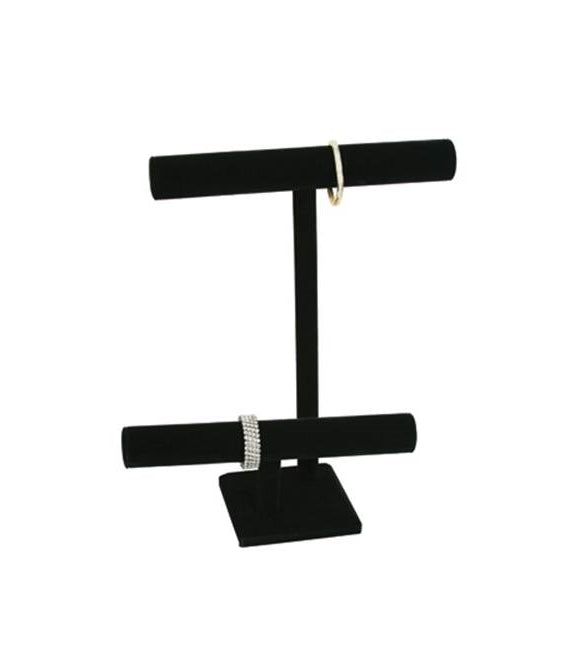 Necklace Double T-Bar -Black 9 3/8 x 10 7/8 - Default Title