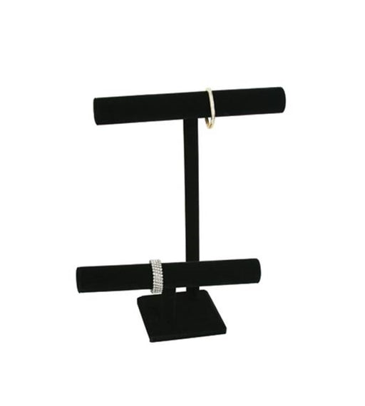 Necklace Double T-Bar -Black 9 3/8 x 10 7/8 - Default Title