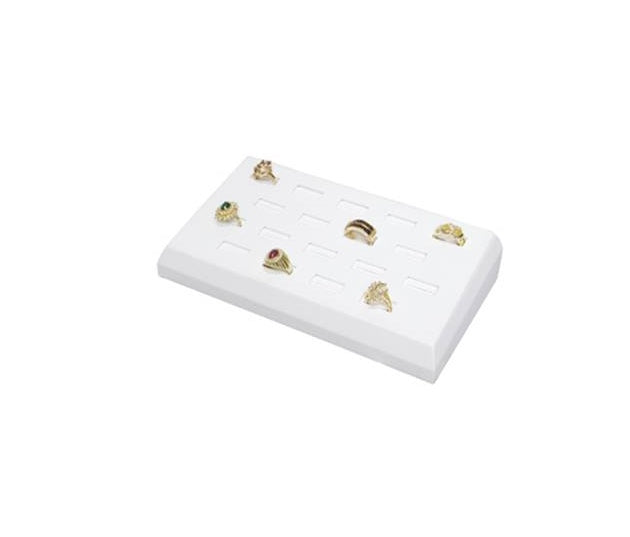 18 pc Ring Block White Leather 8 1/4 x 4 1/2 x 1 3/4 - Default Title