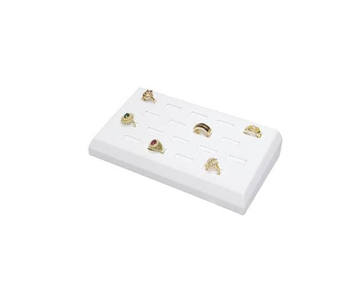 18 pc Ring Block White Leather 8 1/4 x 4 1/2 x 1 3/4 - Default Title