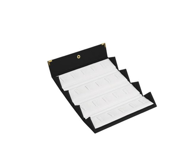 24 pc Folding Ring Case-White Leather 8 x 3 x 3 - Default Title