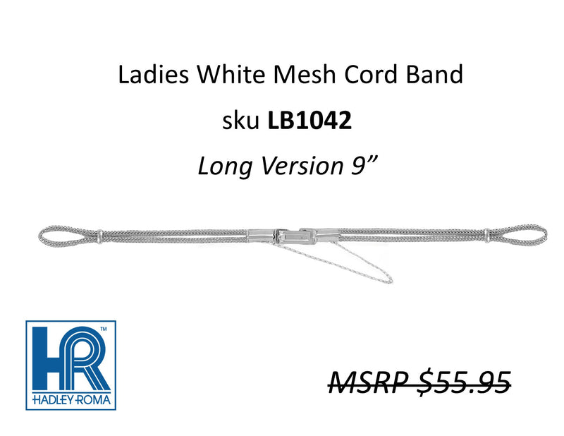 LB1042 Ladies Mesh Cord Watch Strap White - 9" - Default Title