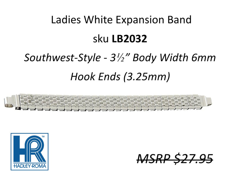 LB2032 Ladies Southwest-Style Watch Band 3-1/2" White - Default Title