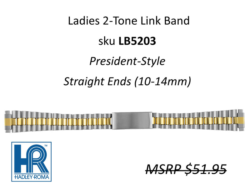 LB5203 Ladies President-Style Watch Band Two-Tone - Default Title