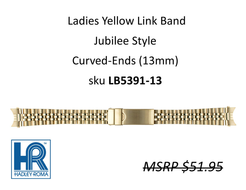 LB5391 Ladies Jubilee-Style Watch Band Yellow (Curved-End) - Default Title