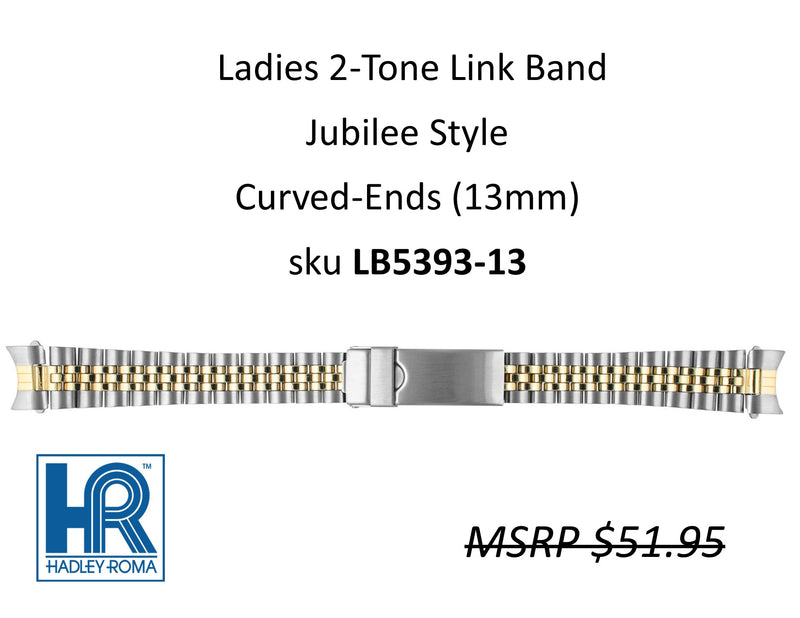 LB5393 Ladies Jubilee-Style Watch Band Two-Tone (Curved-End) - Default Title
