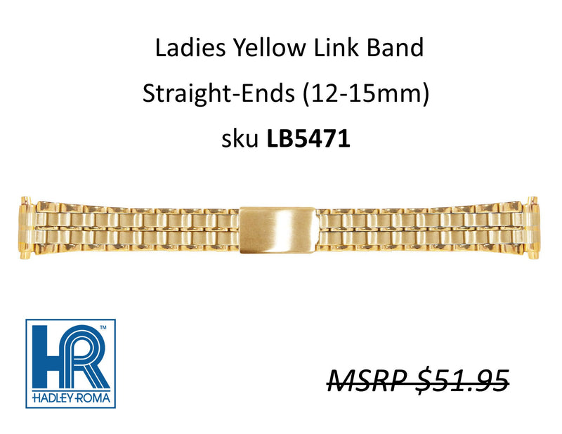 LB5471 Ladies Shiny-Finish Link Watch Band Yellow - Default Title