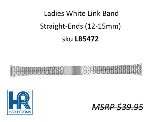 LB5472 Ladies Shiny-Finish Link Watch Band White - Default Title