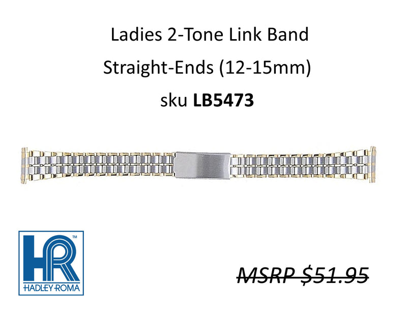 LB5473 Ladies Shiny-Finish Link Watch Band Two-Tone - Default Title