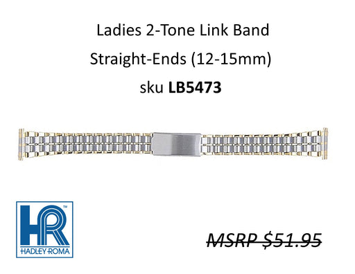 LB5473 Ladies Shiny-Finish Link Watch Band Two-Tone - Default Title