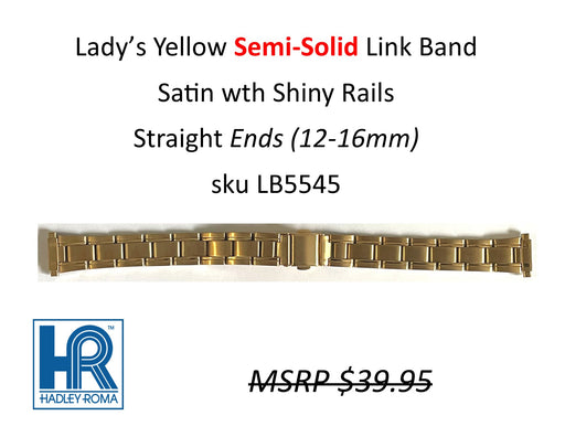LB5545 Ladies Double Push-Button Clasp Watch Band Yellow - Default Title