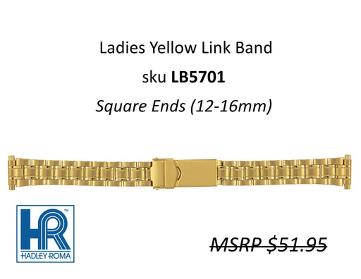 LB5701 Ladies Satin-Finish Link Watch Band Yellow - Default Title