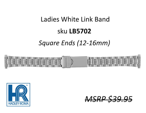 LB5702 Ladies Satin-Finish Link Watch Band White - Default Title
