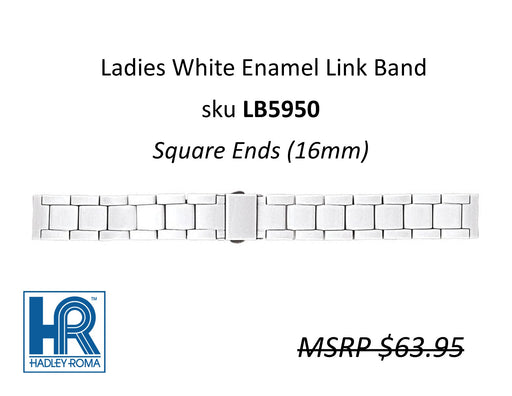 LB5950 Ladies White Enamel Link Watch Band - Default Title