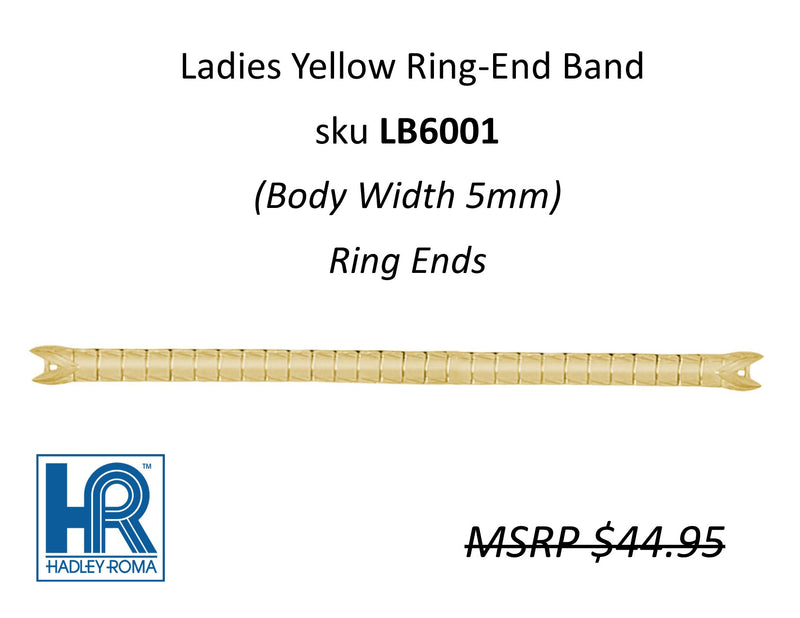LB6001 Ladies Ring-End Expansion Watch Band Yellow - Default Title