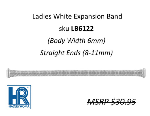 LB6122 Ladies 6mm Wide Expansion Watch Band White - Default Title