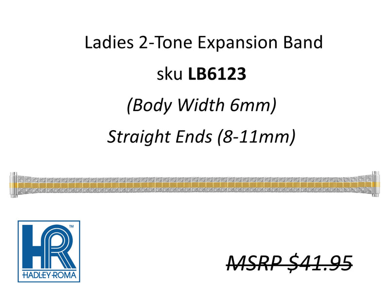 LB6123 Ladies 6mm Wide Expansion Watch Band Two-Tone - Default Title