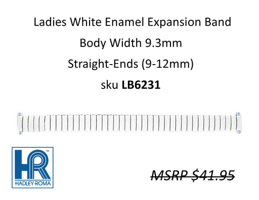 LB6231 Ladies 9mm Wide Expansion Watch Band White Enamel - Default Title