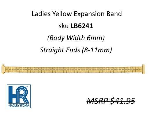 LB6241 Ladies 6mm Wide Expansion Watch Band Yellow - Default Title