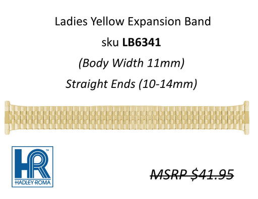 LB6341 Ladies 11mm Wide Expansion Watch Band Yellow - Default Title