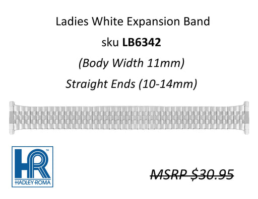 LB6342 Ladies 11mm Wide Expansion Watch Band White - Default Title