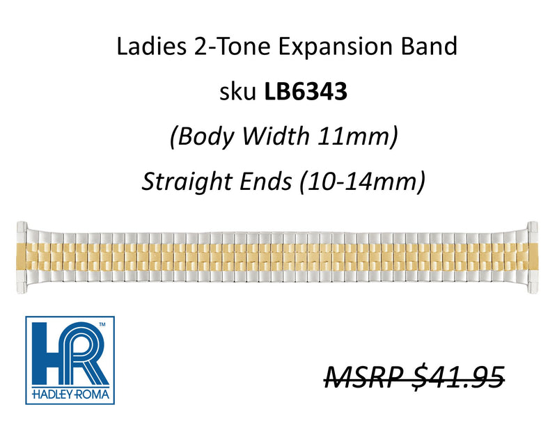 LB6343 Ladies 11mm Wide Expansion Watch Band Two-Tone - Default Title