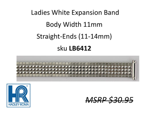 LB6412 Ladies 11mm Wide Expansion Watch Band White - Default Title