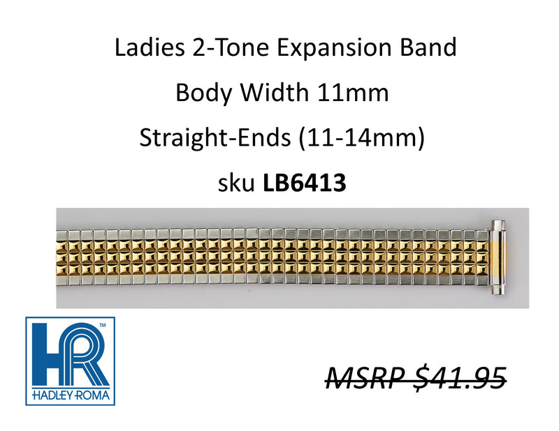 LB6413 Ladies 11mm Wide Expansion Watch Band Two-Tone - Default Title