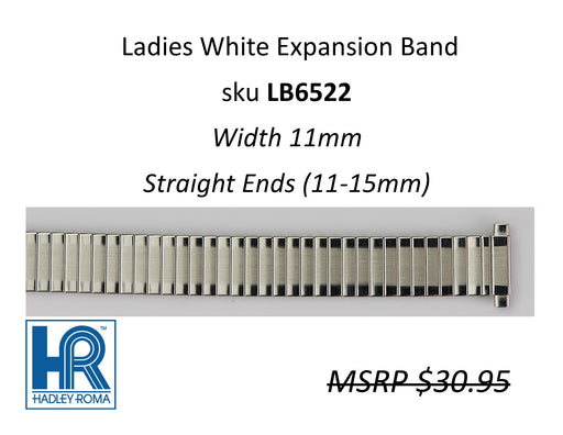 LB6522 Ladies 11mm Wide Expansion Watch Band White - Default Title