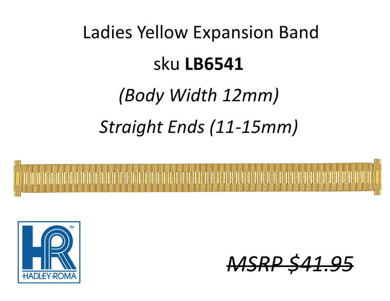 LB6541 Ladies 12mm Wide Expansion Watch Band Yellow - Default Title