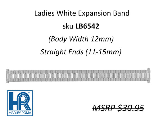 LB6542 Ladies 12mm Wide Expansion Watch Band White - Default Title
