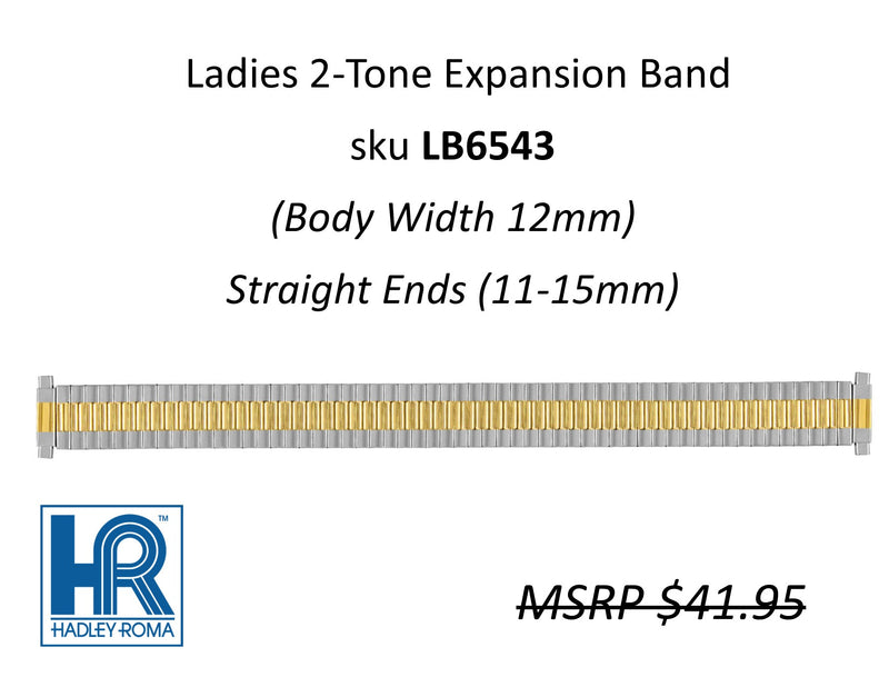 LB6543 Ladies 12mm Wide Expansion Watch Band Two-Tone - Default Title