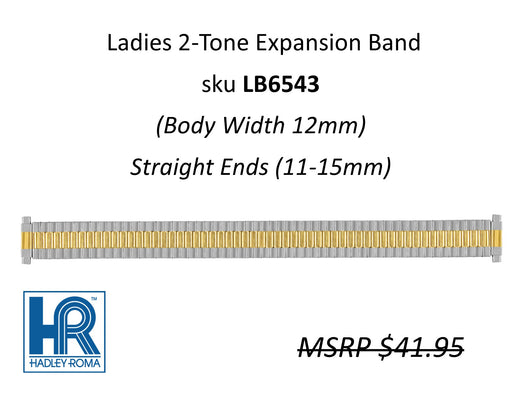 LB6543 Ladies 12mm Wide Expansion Watch Band Two-Tone - Default Title