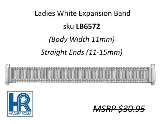 LB6572 Ladies 11mm Wide Expansion Watch Band White - Default Title