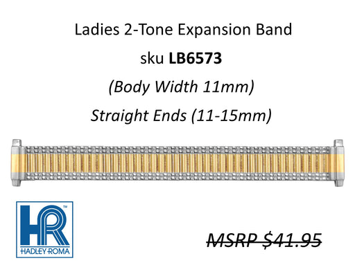 LB6573 Ladies 11mm Wide Expansion Watch Band Two-Tone - Default Title