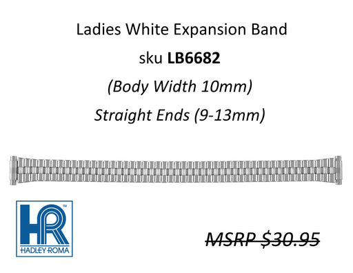 LB6682 Ladies 10mm Wide Expansion Watch Band White - Default Title