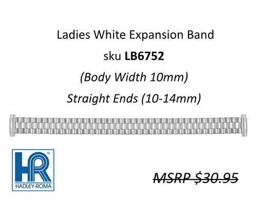 LB6752 Ladies 10mm Wide Expansion Watch Band White - Default Title